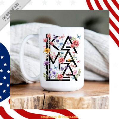 Kamala Harris Mug, Floral Kamala Harris Mug, Kamala Flowers Mug