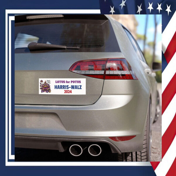 LOTUS For POTUS Flower Power Harris Walz Car Magnets