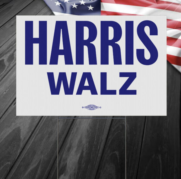 Logo Harris Walz Blue Yard Sign