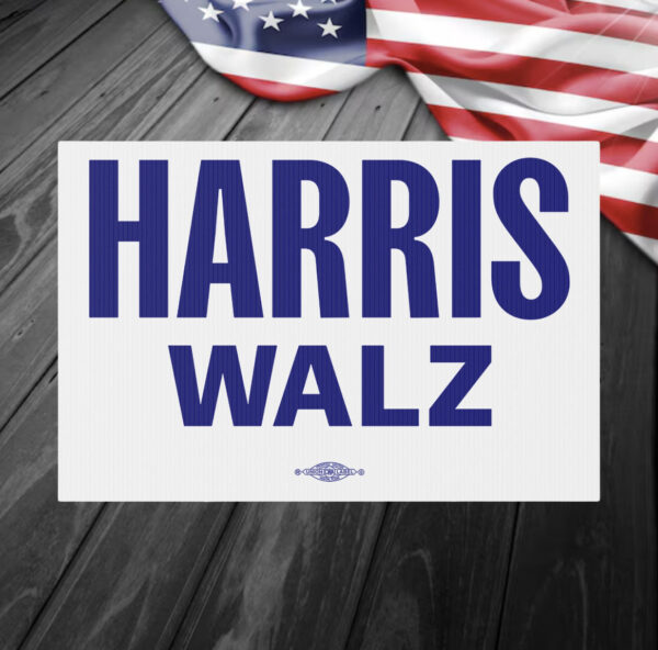 Logo Harris Walz Blue Yard Sign