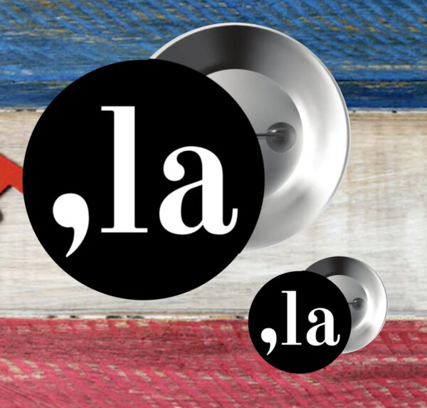 Official Comma-La Kamala Button