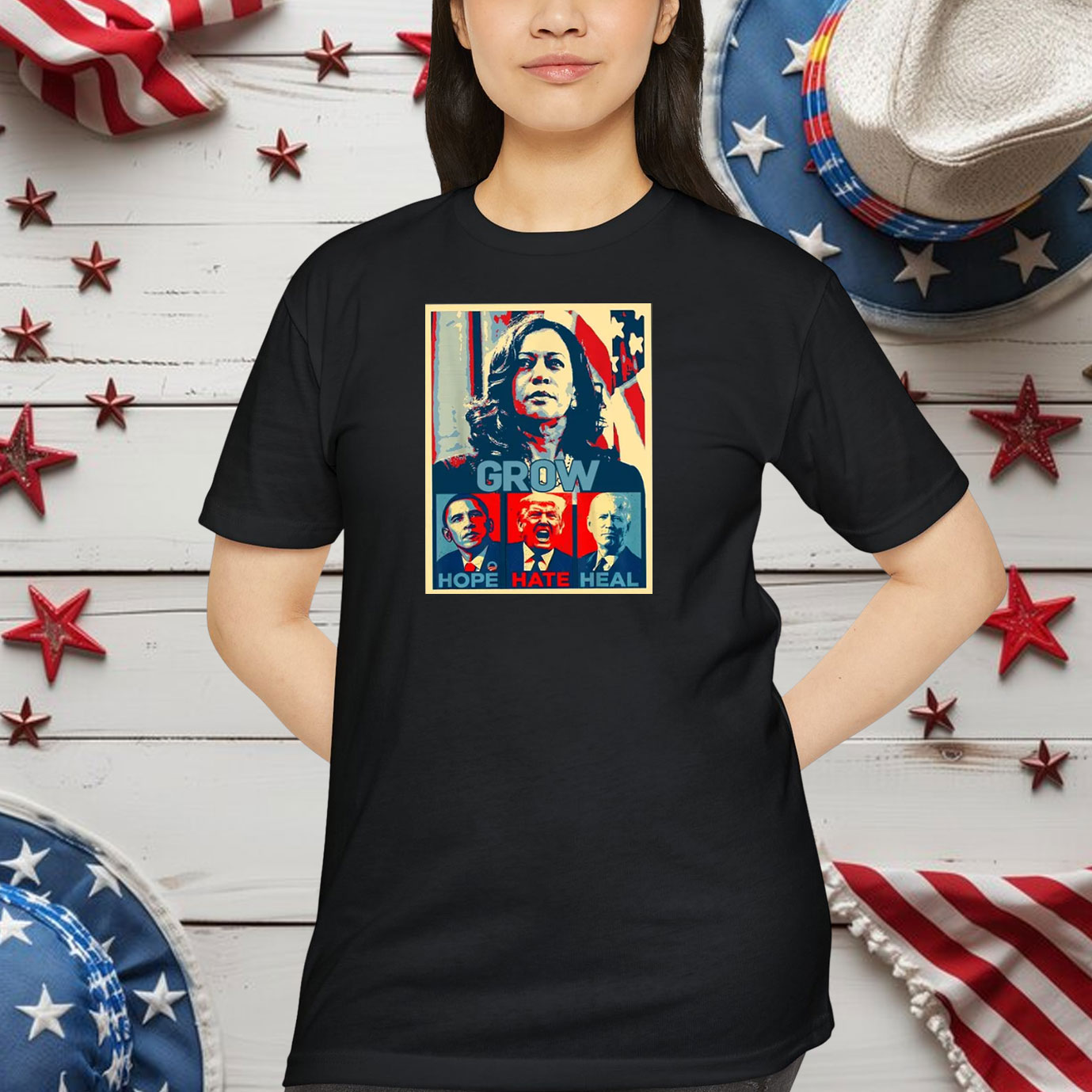 Official Hope Hate Heal Grow Shirt, Kamala Harris Support Shirt