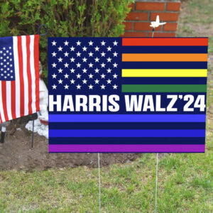 Rainbow Kamala Harris Walz Yard Sign