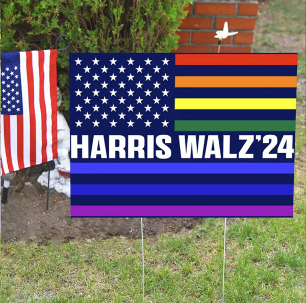 Rainbow Kamala Harris Walz Yard Sign