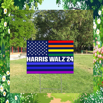 Rainbow Kamala Harris Walz Yard Sign