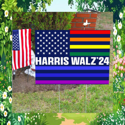 Rainbow Kamala Harris Walz Yard Sign