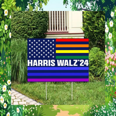 Rainbow Kamala Harris Walz Yard Sign
