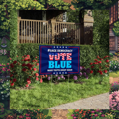 Save Democracy Vote Blue Yard Sign