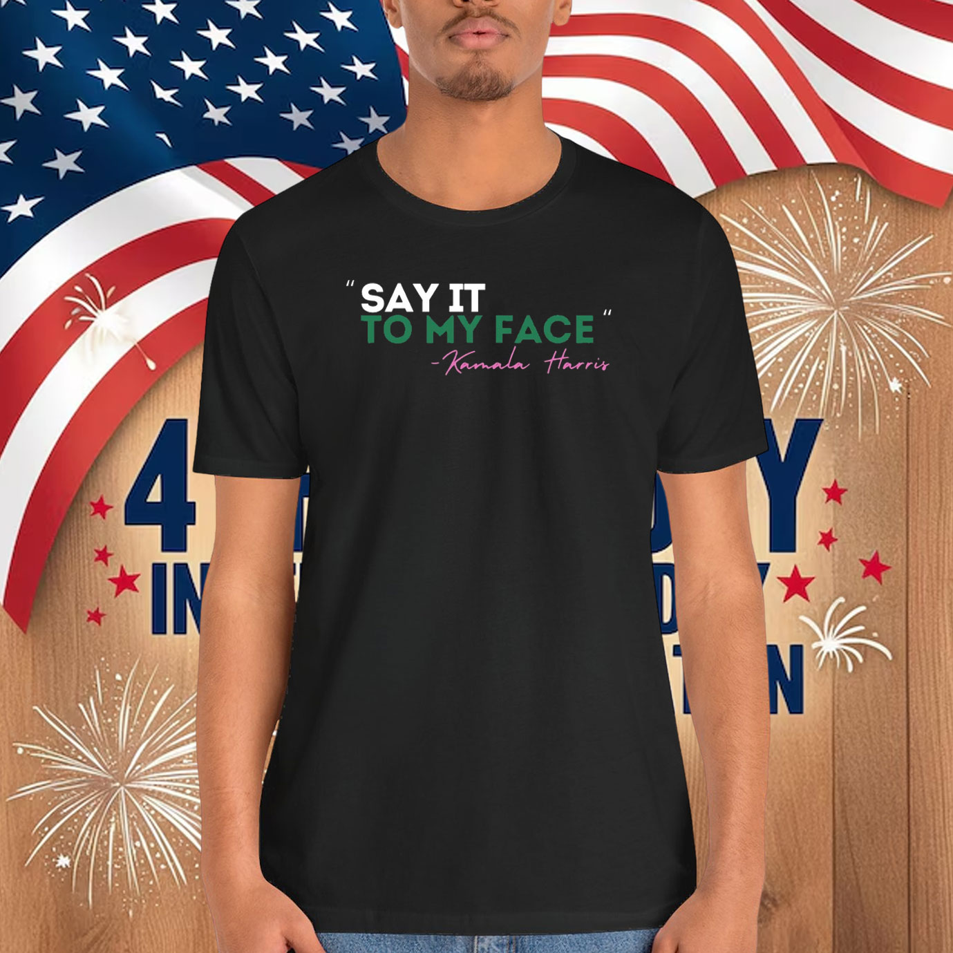 Say It To My Face - Kamala Harris Tee Ladies of Pink And Green Shirt