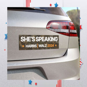 She's Speaking Harris Walz Car Magnet