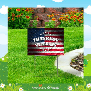 Veterans Thank You with USA Flag Yard Sign