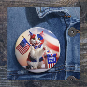 Vote 2024 Cat Pin Button