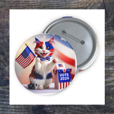 Vote 2024 Cat Pin Button