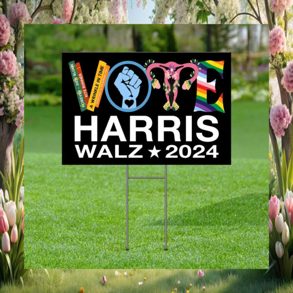 Vote Harris Walz 2024 LGBTQ Vote Yard Sign
