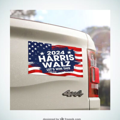 2024 Harris Walz Let's Win This Car Magnet