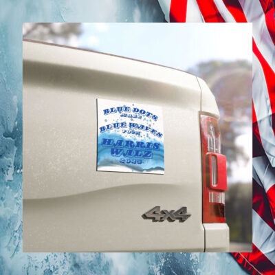 Blue Dots Make Blue Waves Vote Harris Walz 2024 Car Magnet