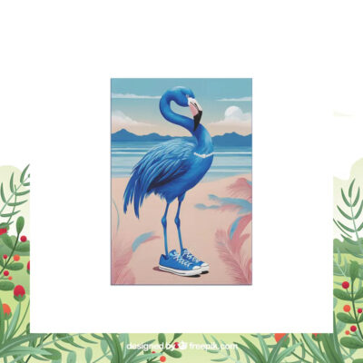 Blue Flamingo with Converse Sneakers and Pearl Necklace For Kamala Garden Flag