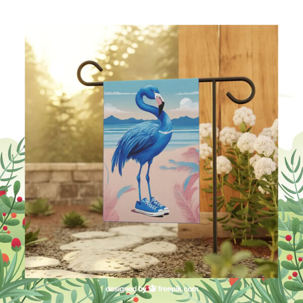 Blue Flamingo with Converse Sneakers and Pearl Necklace For Kamala Garden Flag