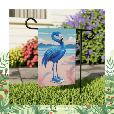 Blue Flamingo with Converse Sneakers and Pearl Necklace For Kamala Garden Flag