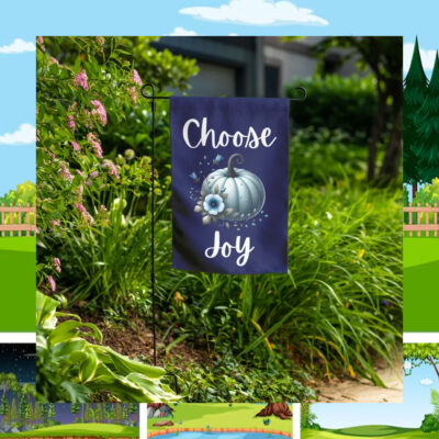 Blue Pumpkins Choose Joy Kamala Harris Garden Flag