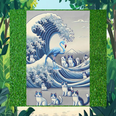 Blue Wave Cat Flamingo Pearls for Kamala Garden Flag