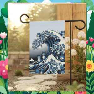 Blue Wave Cat for Kamala Garden Flag