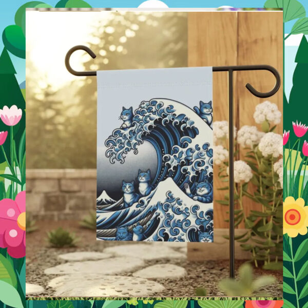 Blue Wave Cat for Kamala Garden Flag