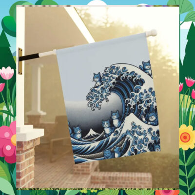 Blue Wave Cat for Kamala Garden Flag