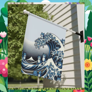 Blue Wave Cat for Kamala Garden Flag