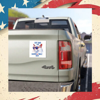 Cat Dad for Harris Walz 2024 Car Magnet