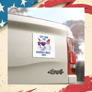 Cat Dad for Harris Walz 2024 Car Magnet