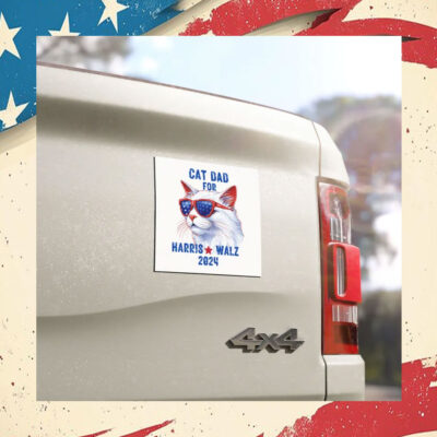 Cat Dad for Harris Walz 2024 Car Magnet
