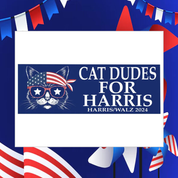 Cat Dudes For Harris Walz 2024 Bumper Sticker