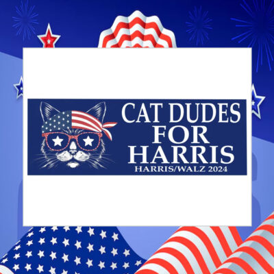Cat Dudes For Harris Walz 2024 Sticker