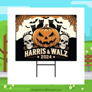 Cat Harris & Walz 2024 Halloween Yard Sign