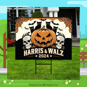 Cat Harris & Walz 2024 Halloween Yard Sign