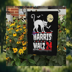 Cat Ladie For Harris Walz 24 Halloween Flag
