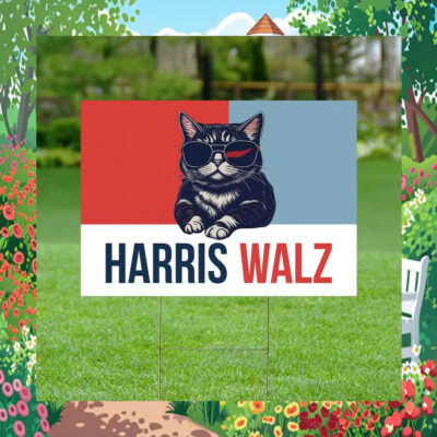 Cat Ladies For Harris Walz 2024 Election Yard Sign