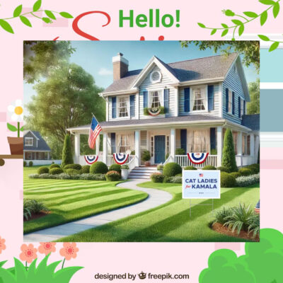 Cat Ladies For Kamala 24 Election Yard Sign
