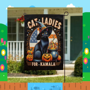 Cat Ladies For Kamala Halloween Flag