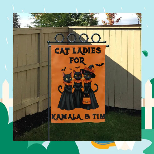 Cat Ladies For Kamala & Tim Halloween Flag