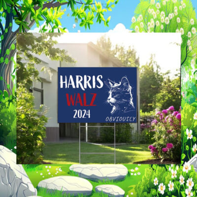 Cat Lady For Harris Walz 2024 Obviously Yard Sign