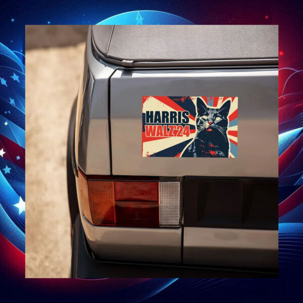 Cat Lady Harris Walz 24 Car Magnet