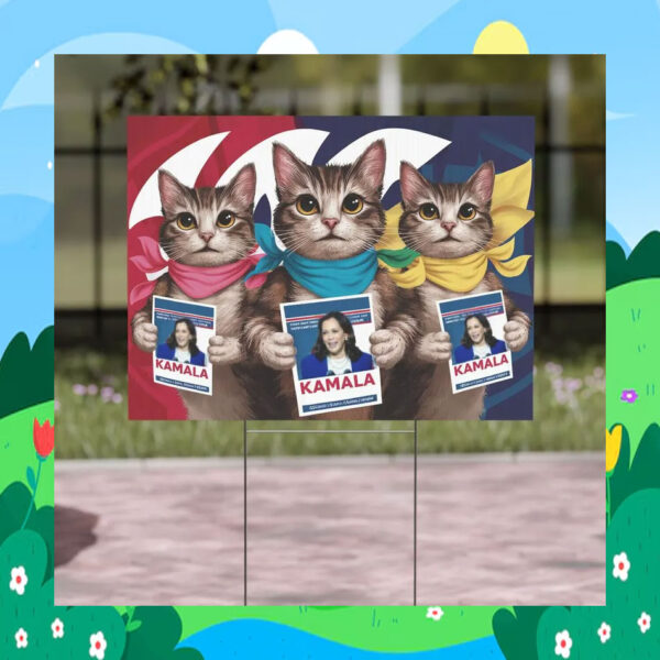 Cat Lady Kamala Harris for President 2024 Yard Sign