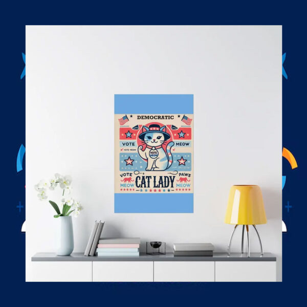 Cat Lady Vote Meow Kamala Democracy Poster