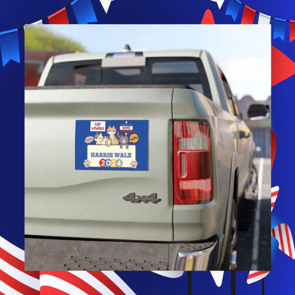 Cat Lovers Vote Harris Walz 2024 Car Magnet