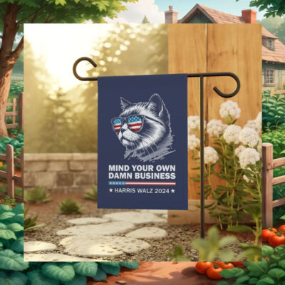Cat Mind Your Own Damn Business Harris Walz 2024 Flag