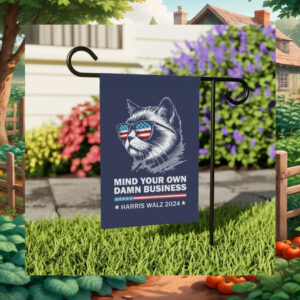 Cat Mind Your Own Damn Business Harris Walz 2024 Flag