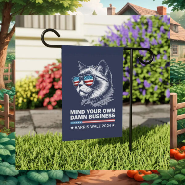 Cat Mind Your Own Damn Business Harris Walz 2024 Flag