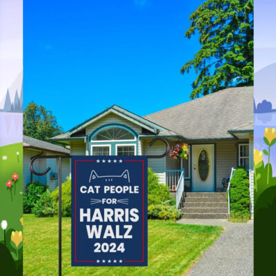 Cat People For Harris Walz 2024 Garden Flag